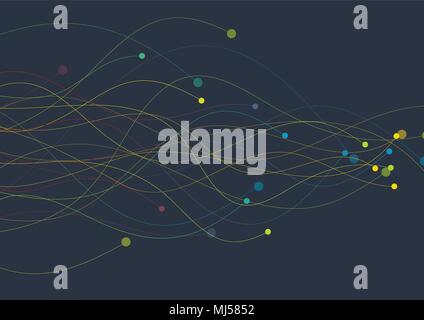Colorful wavy lines circuit board vector background abstract design Stock Vector