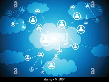 Technology web communication, clouds database abstract background. Vector tech design Stock Vector