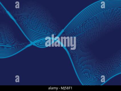 Dark blue abstract wavy lines vector concept background Stock Vector