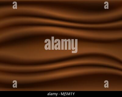 3 d realistic Chocolate Background, Brown Silk, Vector Illustration Stock Vector