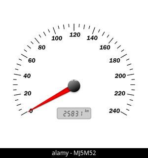 Realistic vector car speedometer interface. Dashboard panel Stock Vector