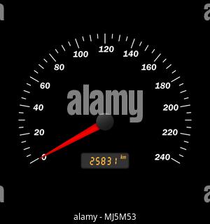 Realistic vector car speedometer interface. Dashboard panel Stock Vector