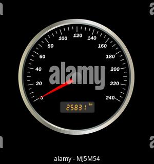 Realistic vector car speedometer interface. Dashboard panel Stock Vector