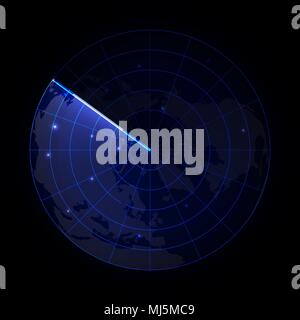 Realistic vector radar in searching. Radar screen with the aims Stock Vector