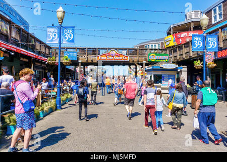 SAN FRANCISCO - APR 2, 2018: Visitors Flock To Pier 39 At San