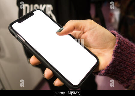 Billboard Rectangular White Mockup on the Phone Stock Photo