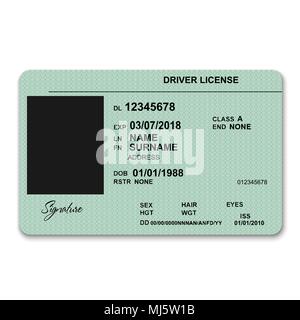 Realistic plastic driver licence back template isolated vector ...