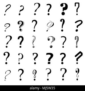 Set of ink question marks. Stock Vector