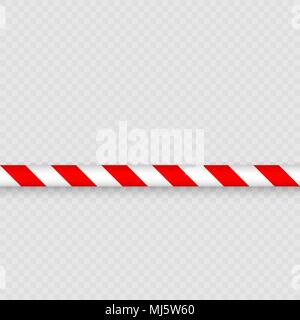 Red and White Lines of barrier tape. warning tape pole fencing is protects for No entry Stock Vector