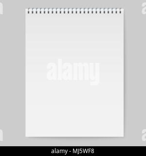 Realistic spiral notebook mockup, template copybook cover. Stock Vector