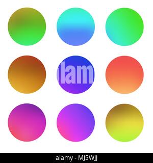 Round gradient set, colorful circle backgrounds. fluid covers for calendar, brochure, invitation, cards. Stock Vector