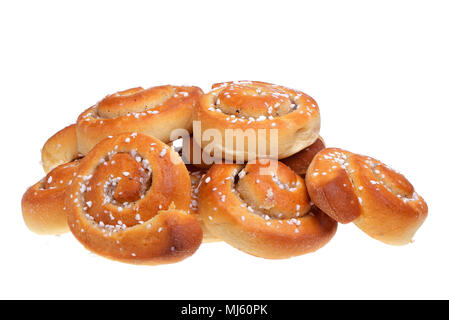 A pile of cinnamon buns won white background. Stock Photo