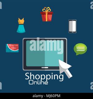 shopping online with tablet Stock Vector
