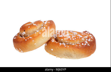Two cinnamon buns white background. Stock Photo