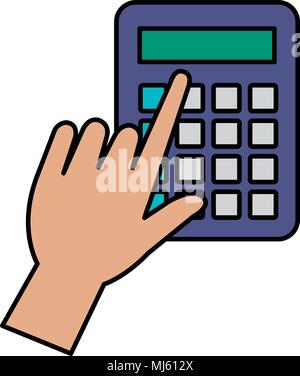 hand using calculator math device icon Stock Vector