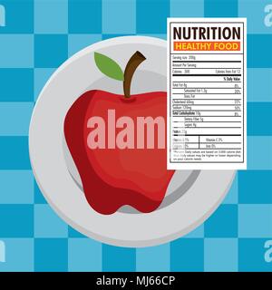 apple with nutrition facts Stock Vector
