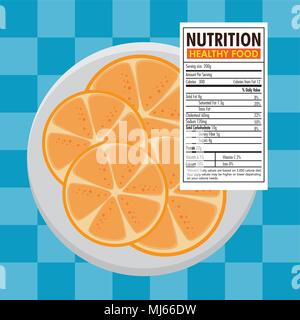 orange with nutrition facts Stock Vector