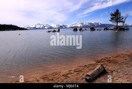 General view of Lake Tahoe, a large freshwater lake in the Sierra Nevada, on the state line between California and Nevada, United States.  Featuring: atmosphere Where: Nevada, United States When: 31 Mar 2018 Credit: Judy Eddy/WENN.com Stock Photo