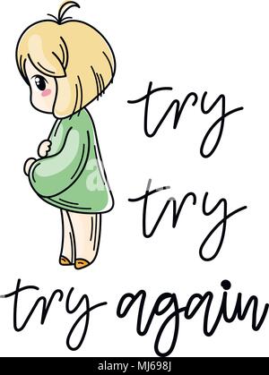 Try again. Cute cartoon kids. Vector and illustration Stock Vector Image &  Art - Alamy