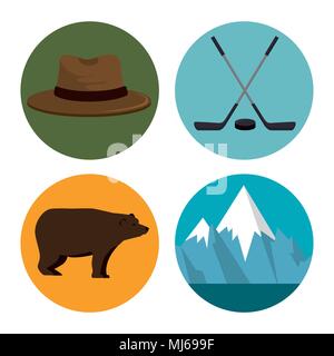 canadian culture set icons Stock Vector