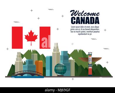canadian culture set icons Stock Vector