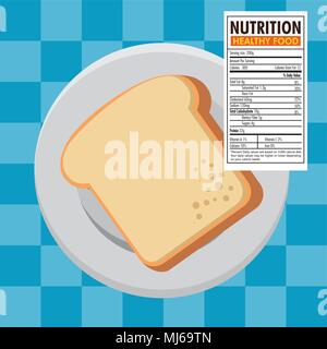 toast bread slice with nutrition facts Stock Vector