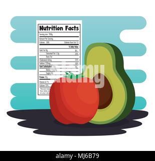 vegetables group with nutrition facts Stock Vector