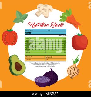 vegetables group with nutrition facts Stock Vector