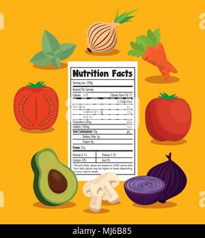 vegetables group with nutrition facts Stock Vector