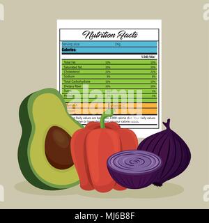 vegetables group with nutrition facts Stock Vector