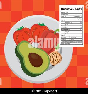 vegetables group with nutrition facts Stock Vector