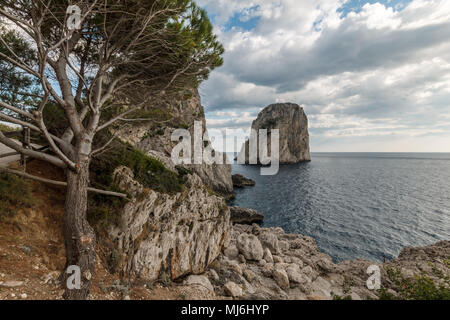 View of Capri (Campania, Italy) typical Faraglioni (sea stacks) Stock Photo