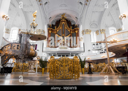 Hamburg, Germany. Interior view of St. Michael's Church (Hauptkirche Sankt Michaelis), one of Hamburg's five Lutheran main churches (Hauptkirchen) Stock Photo