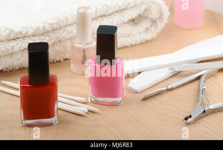 Still life with home manicure tools Stock Photo