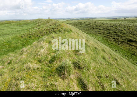 Defensive ramparts and ditch Yarnbury Castle, Iron Age hill fort ...