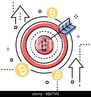 Bitcoin - colorful line design style conceptual illustration Stock Vector