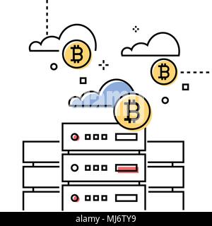 Cloud computing - colorful line design style conceptual illustration Stock Vector