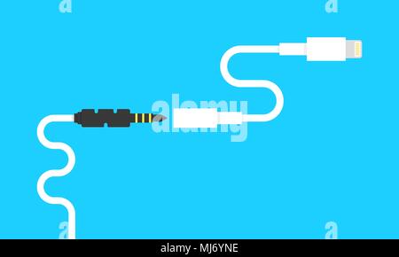 audio jack with lightning connector adapter Stock Vector