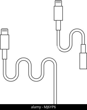 thin line lightning connector with adapter Stock Vector