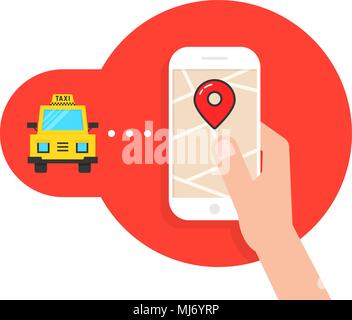 taxi call through mobile application Stock Vector