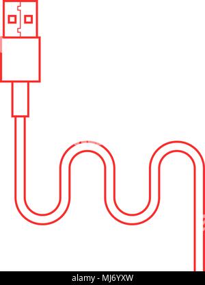 red thin line usb cable Stock Vector