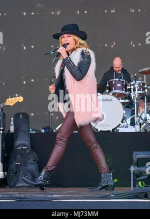 Helene Fischer in concert 2018, Ischgl, April 30, 2018 German superstar Helene FISCHER, GER invited for a show at Top of the Mountain Concert as final Stock Photo