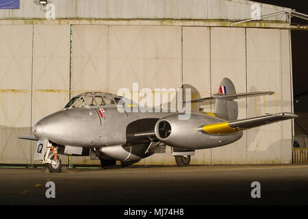 Gloster Meteor T7, WA591, G-BWMF, Coventry Airport, England, United Kingdom, Stock Photo