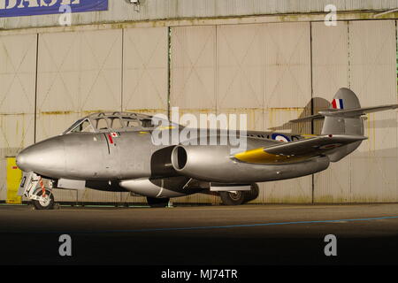 Gloster Meteor T7, WA591, G-BWMF, Coventry Airport, England, United Kingdom, Stock Photo