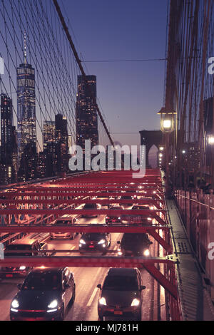 cars on Brooklyn bridge Stock Photo
