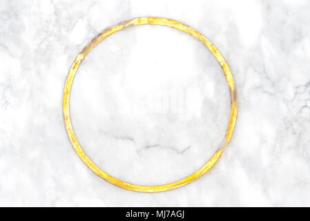 Abstract elegance background from natural white marble with golden ring on center. Luxury material for border and frame. Picture for add text message. Stock Photo