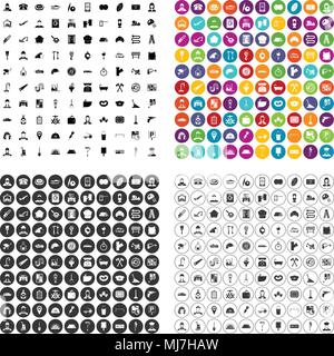 100 working professions icons set vector variant Stock Vector