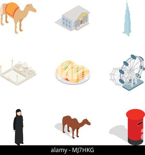 World religion icons set, isometric style Stock Vector