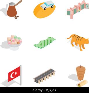 Global situation icons set, isometric style Stock Vector