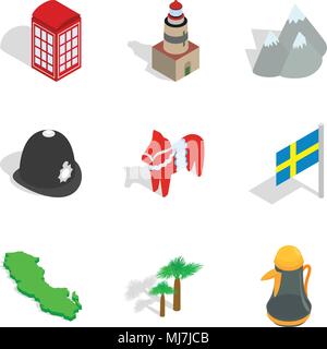 World order icons set, isometric style Stock Vector